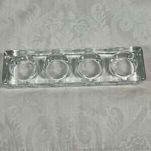 Rectangular Clear Glass Block Bar Votive Candleholder 4 Tealights 8.5 x 2 x .75
